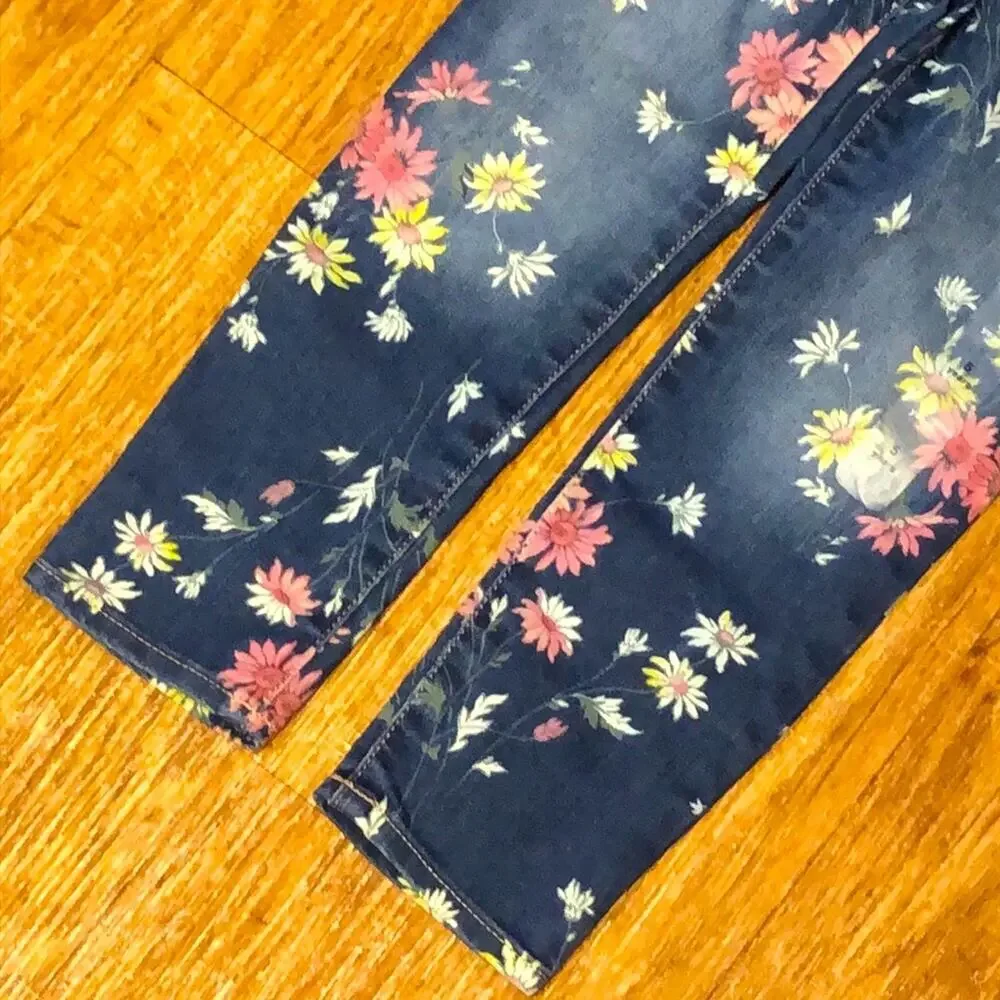 Baby Gap Girls Floral Pull On High Stretch Jegging Denim Jeans Size 5 Years